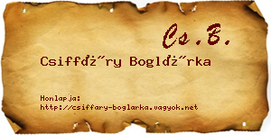 Csiffáry Boglárka névjegykártya